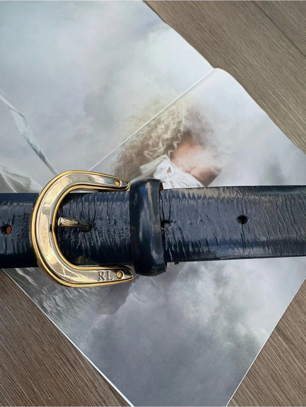 Ralph Lauren Genuine Leather Belt In Navy Blue Size M/35”